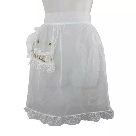 Vintage 50s Beco Originals Sheer Lace Half Apron - NOS - Picture 1 of 11